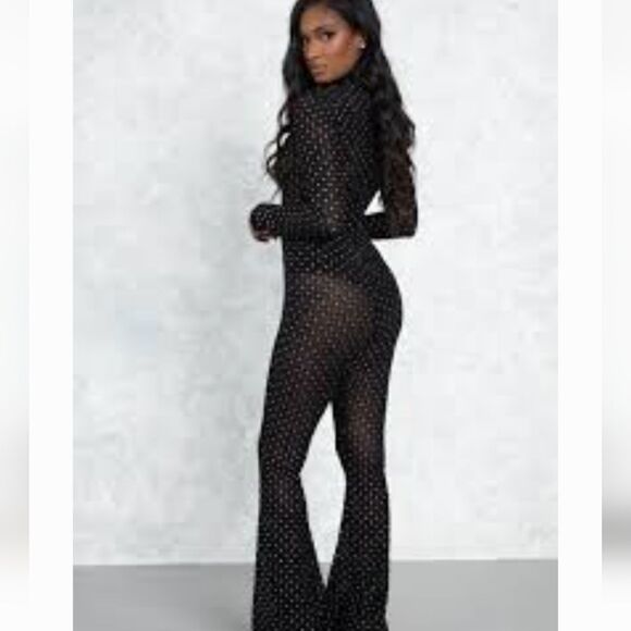 Kloset Envy Black Glitter Sheer Full Body Bodysuit Size Approx XS see descript - Picture 1 of 12